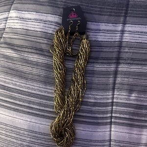 Paparazzi Shimmering Gold Braided Necklace